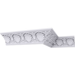 Ekena Millwork - MLD02X02X03BO - Endurathane Bonetti Crown Moulding, 2 1/2"H x 2 1/2"P x 3 5/8"F x 94 1/2"L, (2 3/4" Repeat), Factory Primed