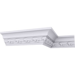 Ekena Millwork - MLD02X02X03TN - Endurathane Tristan Crown Moulding, 2 3/4"H x 2 1/2"P x 3 5/8"F x 94 1/2"L, (2" Repeat), Factory Primed