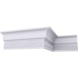 Ekena Millwork - MLD03X01X03AL - Endurathane Alexandria Crown Moulding, 3 3/4"H x 1 7/8"P x 3 7/8"F x 94 1/2"L, (1/2" Repeat), Factory Primed