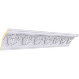 Ekena Millwork - MLD03X03X04GR - Endurathane Grape Crown Moulding, 3 1/8"H x 3 1/8"P x 4 3/8"F x 94 1/2"L, (2 3/4" Repeat), Factory Primed