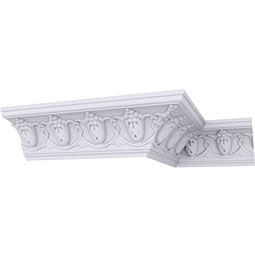 Ekena Millwork - MLD03X03X04GR - Endurathane Grape Crown Moulding, 3 1/8"H x 3 1/8"P x 4 3/8"F x 94 1/2"L, (2 3/4" Repeat), Factory Primed