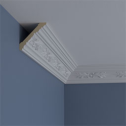 Ekena Millwork - MLD03X03X04HA - Endurathane Harvest Crown Moulding, 3 1/4"H x 3 1/4"P x 4 1/2"F x 94 1/2"L, (8" Repeat), Factory Primed