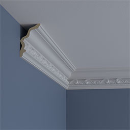 Ekena Millwork - MLD03X02X04CA - Endurathane Caputo Crown Moulding, 3 7/8"H x 2 3/8"P x 4 5/8"F x 94 1/2"L, (6 1/4" Repeat), Factory Primed