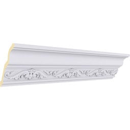 Ekena Millwork - MLD03X03X04DH - Endurathane Dauphine Crown Moulding, 3 1/2"H x 3 3/8"P x 4 7/8"F x 94 1/2"L, (5 3/8" Repeat), Factory Primed