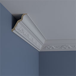Ekena Millwork - MLD03X03X04DH - Endurathane Dauphine Crown Moulding, 3 1/2"H x 3 3/8"P x 4 7/8"F x 94 1/2"L, (5 3/8" Repeat), Factory Primed