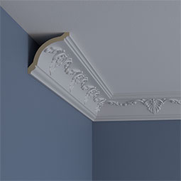 Ekena Millwork - MLD03X03X04VE - Endurathane Versailles Crown Moulding, 3 3/8"H x 3 1/2"P x 4 7/8"F x 94 1/2"L, (8" Repeat), Factory Primed