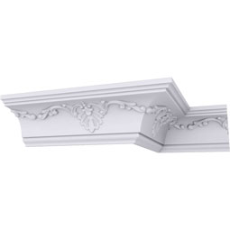 Ekena Millwork - MLD03X03X04VE - Endurathane Versailles Crown Moulding, 3 3/8"H x 3 1/2"P x 4 7/8"F x 94 1/2"L, (8" Repeat), Factory Primed