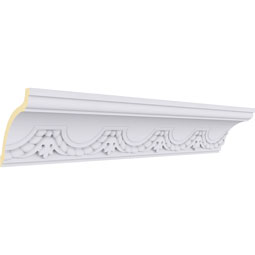 Ekena Millwork - MLD03X03X04LU - Endurathane Lunel Crown Moulding, 3 1/2"H x 3 3/8"P x 4 7/8"F x 94 1/2"L, (3 7/8" Repeat), Factory Primed