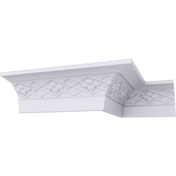 Ekena Millwork - MLD03X03X05BR - Endurathane Brightton Crown Moulding, 3 1/2"H x 3 1/2"P x 5"F x 94 1/2"L, (3 3/4" Repeat), Factory Primed