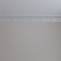 Ekena Millwork - MLD03X03X05RO - Endurathane Rose Crown Moulding, 3 1/2"H x 3 1/2"P x 5"F x 94 1/2"L, (6 3/8" Repeat), Factory Primed