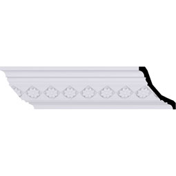 Ekena Millwork - MLD03X03X05HU - Endurathane Hurley Crown Moulding, 3 3/4"H x 3 1/4"P x 5 1/8"F x 94 1/2"L, (1 5/8" Repeat), Factory Primed