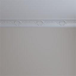 Ekena Millwork - MLD04X04X05SG - Endurathane Strasbourg Crown Moulding, 3 3/4"H x 3 7/8"P x 5 3/8"F x 94 1/2"L, (12" Repeat), Factory Primed
