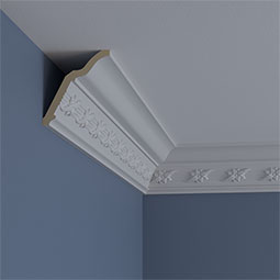 Ekena Millwork - MLD04X03X05WN - Endurathane Winston Crown Moulding, 4"H x 3 5/8"P x 5 3/8"F x 94 1/2"L, (3 1/2" Repeat), Factory Primed