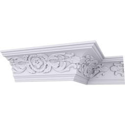Ekena Millwork - MLD04X04X05ME - Endurathane Medway Crown Moulding, 3 7/8"H x 3 3/4"P x 5 3/8"F x 94 1/2"L, (12" Repeat), Factory Primed