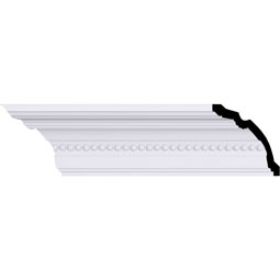 Ekena Millwork - MLD04X03X05VA - Endurathane Valeriano Crown Moulding, 4"H x 3 3/4"P x 5 3/8"F x 94 1/2"L, (5/8" Repeat), Factory Primed