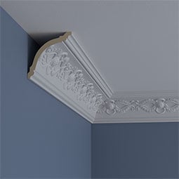 Ekena Millwork - MLD03X03X05LO - Endurathane Logan Crown Moulding, 3 7/8"H x 3 3/4"P x 5 3/8"F x 94 1/2"L, (7 7/8" Repeat), Factory Primed