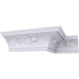 Ekena Millwork - MLD03X03X05LO - Endurathane Logan Crown Moulding, 3 7/8"H x 3 3/4"P x 5 3/8"F x 94 1/2"L, (7 7/8" Repeat), Factory Primed