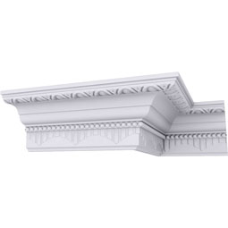 Ekena Millwork - MLD04X04X05DI - Endurathane Dijon Crown Moulding, 4 1/8"H x 4"P x 5 1/2"F x 94 1/2"L, (3 3/8" Repeat), Factory Primed