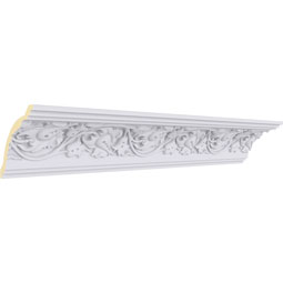 Ekena Millwork - MLD03X04X05RO - Endurathane Rose Crown Moulding, 3 7/8"H x 4"P x 5 5/8"F x 94 1/2"L, (8" Repeat), Factory Primed