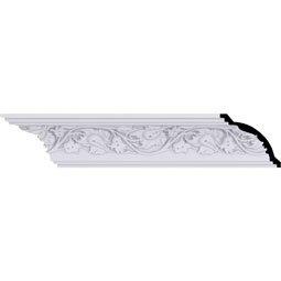 Ekena Millwork - MLD03X04X05RO - Endurathane Rose Crown Moulding, 3 7/8"H x 4"P x 5 5/8"F x 94 1/2"L, (8" Repeat), Factory Primed