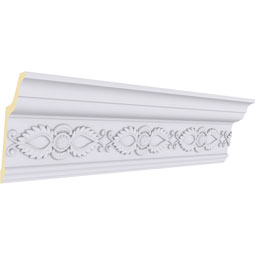 Ekena Millwork - MLD05X03X05LO - Endurathane Logan Crown Moulding, 5"H x 3 1/4"P x 5 7/8"F x 94 1/2"L, (5 1/2" Repeat), Factory Primed