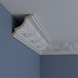 Ekena Millwork - MLD04X04X06WN - Endurathane Winston Crown Moulding, 4 1/4"H x 4 1/4"P x 6"F x 94 1/2"L, (7 7/8" Repeat), Factory Primed
