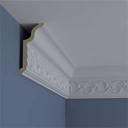 Ekena Millwork - MLD06X02X06RI - Endurathane Richmond Crown Moulding, 6"H x 2 7/8"P x 6 1/2"F x 94 1/2"L, (5" Repeat), Factory Primed