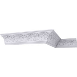 Ekena Millwork - MLD04X04X06FL - Endurathane Floral Crown Moulding, 4 3/4"H x 4 1/2"P x 6 5/8"F x 94 1/2"L, (3 7/8" Repeat), Factory Primed