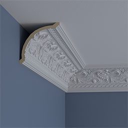 Ekena Millwork - MLD04X04X06KI - Endurathane Kinsley Crown Moulding, 4 3/4"H x 4 3/4"P x 6 3/4"F x 94 1/2"L, (6 7/8" Repeat), Factory Primed