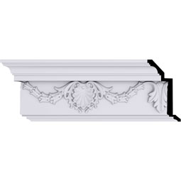 Ekena Millwork - MLD06X03X07SH - Endurathane Shell Crown Moulding, 6 1/4"H x 3 3/8"P x 7"F x 94 1/2"L, (16" Repeat), Factory Primed