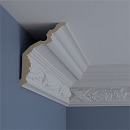 Ekena Millwork - MLD07X05X08DU - Endurathane Dublin Crown Moulding, 7 1/4"H x 5 3/8"P x 8 5/8"F x 94 1/2"L, (9 5/8" Repeat), Factory Primed