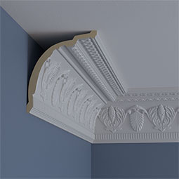 Ekena Millwork - MLD06X05X08HA - Endurathane Harvest Crown Moulding, 6 3/4"H x 5 7/8"P x 8 7/8"F x 94 1/2"L, (6 1/2" Repeat), Factory Primed
