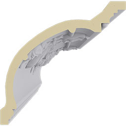 Ekena Millwork - MLD06X06X09FL - Endurathane Floral Swag Crown Moulding, 6 3/4"H x 6 7/8"P x 9 5/8"F x 94 1/2"L, (19 1/4" Repeat), Factory Primed