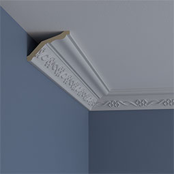 Ekena Millwork - MLD02X02X03MI - Endurathane Miller Crown Moulding, 2 1/2"H x 2 7/8"P x 3 3/4"F x 94 1/2"L, (8 1/8" Repeat), Factory Primed