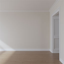 Ekena Millwork - MLD02X02X03MI - Endurathane Miller Crown Moulding, 2 1/2"H x 2 7/8"P x 3 3/4"F x 94 1/2"L, (8 1/8" Repeat), Factory Primed