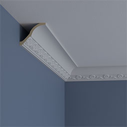 Ekena Millwork - MLD02X03X03DY - Endurathane Dylan Spring Crown Moulding, 2 5/8"H x 3 1/8"P x 3 7/8"F x 94 1/2"L, (3" Repeat), Factory Primed