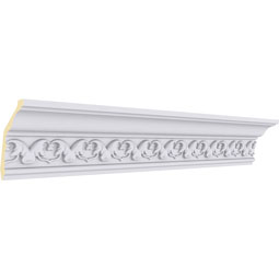 Ekena Millwork - MLD03X02X03IR - Endurathane Irwin Crown Moulding, 3 1/8"H x 2 3/8"P x 3 7/8"F x 94 1/2"L, (2" Repeat), Factory Primed
