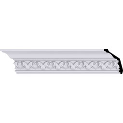 Ekena Millwork - MLD03X02X03IR - Endurathane Irwin Crown Moulding, 3 1/8"H x 2 3/8"P x 3 7/8"F x 94 1/2"L, (2" Repeat), Factory Primed