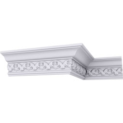 Ekena Millwork - MLD03X02X03IR - Endurathane Irwin Crown Moulding, 3 1/8"H x 2 3/8"P x 3 7/8"F x 94 1/2"L, (2" Repeat), Factory Primed