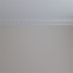 Ekena Millwork - MLD03X03X04BY - Endurathane Bradley Crown Moulding, 3"H x 3"P x 4 1/8"F x 94 1/2"L, (2 3/8" Repeat), Factory Primed
