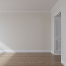 Ekena Millwork - MLD03X03X04BY - Endurathane Bradley Crown Moulding, 3"H x 3"P x 4 1/8"F x 94 1/2"L, (2 3/8" Repeat), Factory Primed