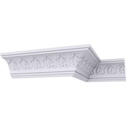 Ekena Millwork - MLD03X03X04RH - Endurathane Rachelle Crown Moulding, 3"H x 3"P x 4 1/4"F x 94 1/2"L, (1 3/4" Repeat), Factory Primed