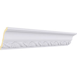 Ekena Millwork - MLD03X02X04LT - Endurathane Leaf Twist Crown Moulding, 3 1/4"H x 2 7/8"P x 4 3/8"F x 94 1/2"L, (3 1/4" Repeat), Factory Primed