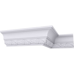 Ekena Millwork - MLD03X02X04LT - Endurathane Leaf Twist Crown Moulding, 3 1/4"H x 2 7/8"P x 4 3/8"F x 94 1/2"L, (3 1/4" Repeat), Factory Primed