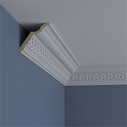 Ekena Millwork - MLD03X03X05LD - Endurathane Landon Crown Moulding, 3 1/2"H x 3 5/8"P x 5 1/8"F x 94 1/2"L, (1 3/8" Repeat), Factory Primed