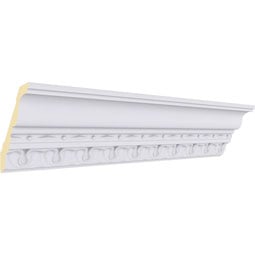 Ekena Millwork - MLD04X03X05LS - Endurathane Leslie Crown Moulding, 4"H x 3 1/4"P x 5 1/8"F x 94 1/2"L, (1 7/8" Repeat), Factory Primed