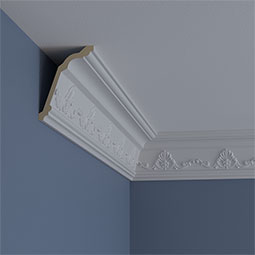 Ekena Millwork - MLD04X04X05VE - Endurathane Versailles Crown Moulding, 4 3/8"H x 3 1/4"P x 5 3/8"F x 94 1/2"L, (6 1/2" Repeat), Factory Primed