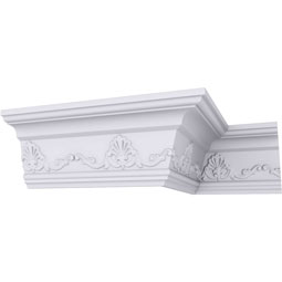 Ekena Millwork - MLD04X04X05VE - Endurathane Versailles Crown Moulding, 4 3/8"H x 3 1/4"P x 5 3/8"F x 94 1/2"L, (6 1/2" Repeat), Factory Primed