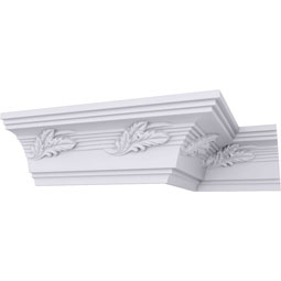Ekena Millwork - MLD04X04X05LT - Endurathane Leaf Twist Crown Moulding, 4"H x 4"P x 5 5/8"F x 94 1/2"L, (6" Repeat), Factory Primed