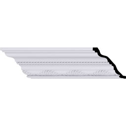 Ekena Millwork - MLD03X04X05CH - Endurathane Chesterfield Running Rope Crown Moulding, 3 7/8"H x 4 1/8"P x 5 3/4"F x 94 1/2"L, (3 7/8" Repeat), Factory Primed